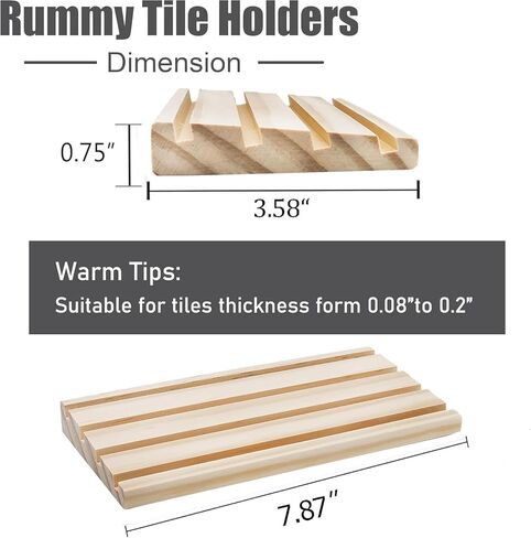 4 Wooden Rummy Replacement Racks/Trays for Rummikub Game, Rummy Cube Game Holders Only, 4 Wooden Racks for Okey Board Game in Saudi Arabia