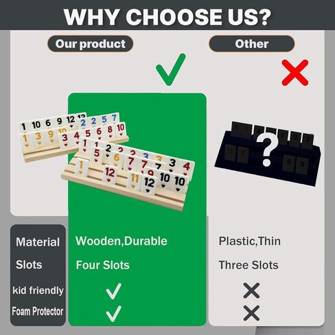 4 Wooden Rummy Replacement Racks/Trays for Rummikub Game, Rummy Cube Game Holders Only, 4 Wooden Racks for Okey Board Game in Saudi Arabia