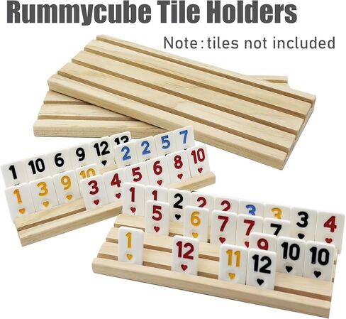 4 Wooden Rummy Replacement Racks/Trays for Rummikub Game, Rummy Cube Game Holders Only, 4 Wooden Racks for Okey Board Game in Saudi Arabia