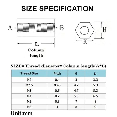 Brass Hex Male Female Standoff M2 M3 M4 M5 Pillar Stud Mount Spacer Hexagon PCB Motherboard Hollow Bolt Screw(45mm) in Saudi Arabia