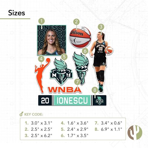 Desert Cactus Sabrina Ionescu New York Liberty WNBA Women's National Basketball Association Officially Licensed Sticker Vinyl Decal Laptop Water Bottle Car Scrapbook (P2) in Saudi Arabia