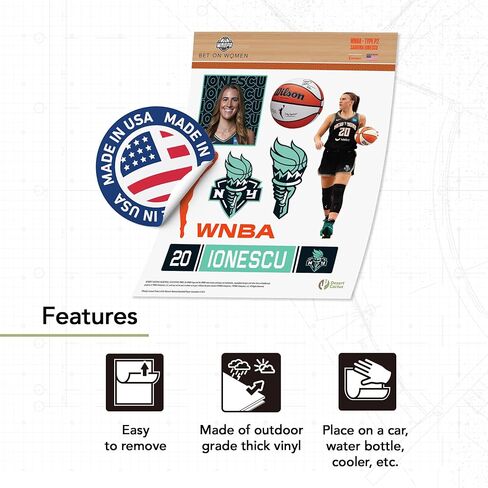 Desert Cactus Sabrina Ionescu New York Liberty WNBA Women's National Basketball Association Officially Licensed Sticker Vinyl Decal Laptop Water Bottle Car Scrapbook (P2) in Saudi Arabia