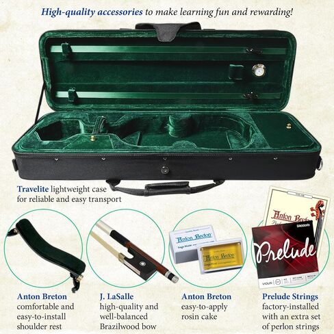 Cremona SV-500 3/4 Artist Violin Bundle – Setup and Ready to Play with Lightweight Case and Accessories Included – Select Solid Tonewoods and Ebony Fittings for Exceptional Tone and Playability in Kuwait