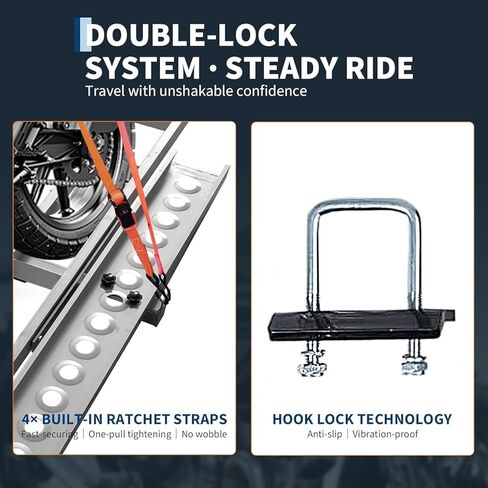 GAOMON Motorcycle Hitch Carrier Rack - Ultra-Duty Anti-Wobble System & Non-Slip Arched Ramp | Quick-Connect Stabilization for Dirt Bike Transport Solution | Professional-Grade 600LB in Saudi Arabia