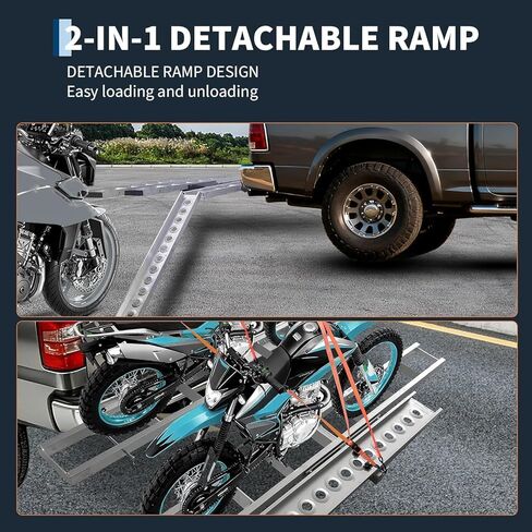 GAOMON Motorcycle Hitch Carrier Rack - Ultra-Duty Anti-Wobble System & Non-Slip Arched Ramp | Quick-Connect Stabilization for Dirt Bike Transport Solution | Professional-Grade 600LB in Saudi Arabia