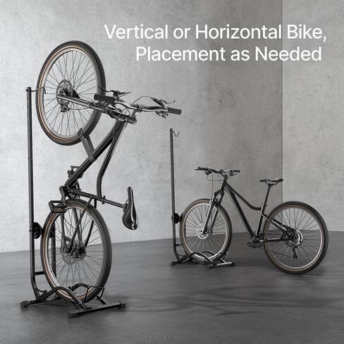 حامل أرضية للدراجة قائم بذاته من PEGZONE، رف تخزين دراجات أفقي عمودي، حامل دراجة قائم بذاته للخدمة الشاقة بوزن 77 رطلاً للمرآب المنزلي، تخزين داخلي للدراجات موفر للمساحة، تركيب ذكي في اتجاهين in Kuwait