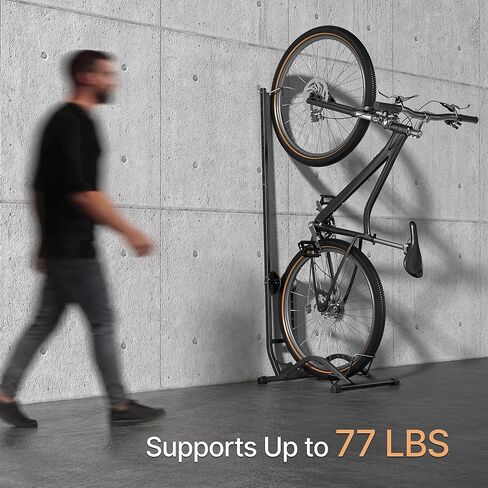 حامل أرضية للدراجة قائم بذاته من PEGZONE، رف تخزين دراجات أفقي عمودي، حامل دراجة قائم بذاته للخدمة الشاقة بوزن 77 رطلاً للمرآب المنزلي، تخزين داخلي للدراجات موفر للمساحة، تركيب ذكي في اتجاهين in Kuwait