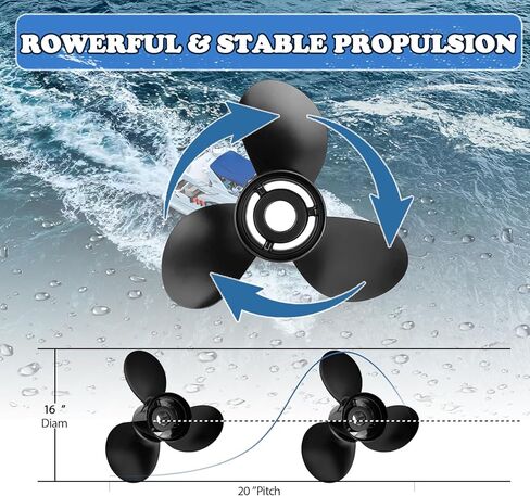 16 x 20 Upgrade Aluminum Outboard Boat Propeller for Mercury135-300HP Mercruiser Alpha Bravo ONE 16 diax 20 Pitch 15 Spline Tooth RH in Kuwait