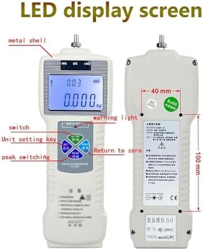 Digital Tensile Testing Machine 10-1000N, 5 Probes, 300mm Stroke, Hand Crank, Vertical Bench for Textile, Sports, Fishing, Accurate Pressure Measurement (20N-2KG) in Saudi Arabia