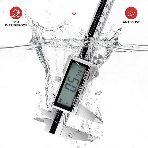 فرجار قابل لإعادة الشحن مقاس 12 بوصة، أداة قياس ميكرومتر من الفولاذ المقاوم للصدأ مع شاشة LCD كبيرة in Kuwait