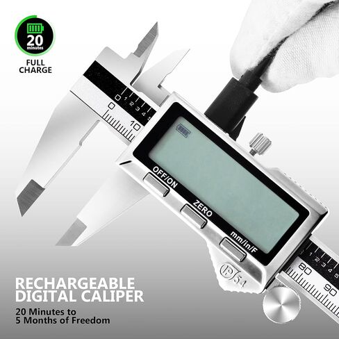 فرجار قابل لإعادة الشحن مقاس 12 بوصة، أداة قياس ميكرومتر من الفولاذ المقاوم للصدأ مع شاشة LCD كبيرة in Kuwait