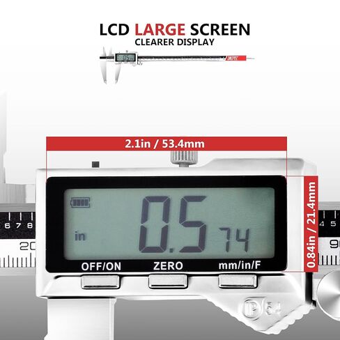 فرجار قابل لإعادة الشحن مقاس 12 بوصة، أداة قياس ميكرومتر من الفولاذ المقاوم للصدأ مع شاشة LCD كبيرة in Kuwait
