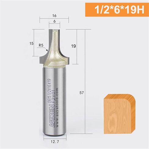 Woodworking R Corner Cutting Router Bit Cabinet Door Panel Cutting Tool CNC R Round Edge Trimming Milling Cutter(12.7x6x19H) in Saudi Arabia