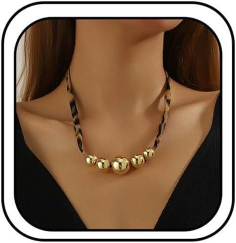 NIQIPOK Scarf Necklace with Charm Boho Bandana Necklace Layered Leopard Choker Necklaces Gold Starfish Pendant Necklaces Beach Holiday Jewelry for Women in Kuwait