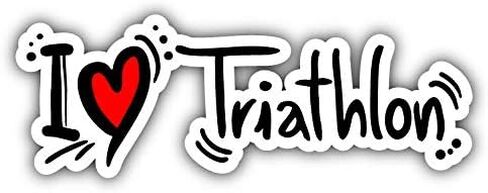 I Love Triathlon Sport Vinyl Decal Sticker Waterproof Car Decal Bumper Sticker 5" in Kuwait