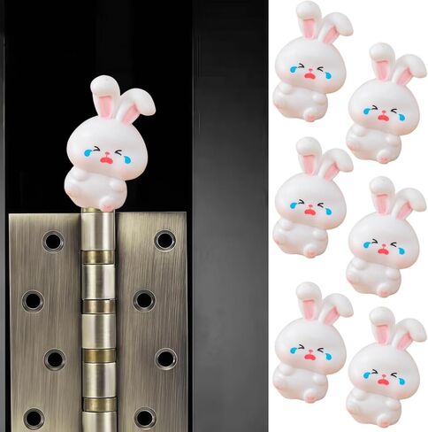 Cute Mini Creative Emotional Bunny, Crying Bunny Hinge Heads Decorative Topper Set 6PCS, Home Decoration,Magnetic Hinge Head Toppers Door Hinge in Saudi Arabia