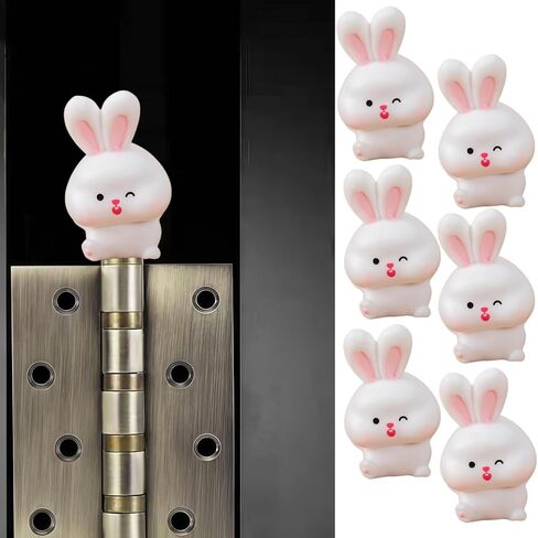 أرنب عاطفي صغير ومبتكر لطيف، مجموعة رؤوس مفصلات أرنب متحمسة، مجموعة علوية مزخرفة 6 قطع، ديكور منزلي، مفصلات مغناطيسية للباب in Saudi Arabia