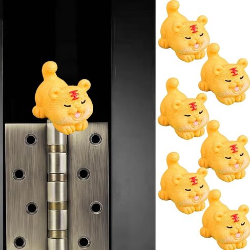 Cute Mini Creative The Yellow Little Tiger Hinge Heads Decorative Topper Set 6PCS, Home Decoration,Magnetic Hinge Head Toppers Door Hinge in Saudi Arabia