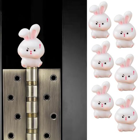 Cute Mini Creative Emotional Bunny, Surprised Bunny Hinge Heads Decorative Topper Set 6PCS, Home Decoration,Magnetic Hinge Head Toppers Door Hinge in Saudi Arabia