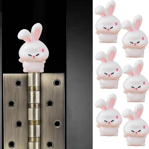 Cute Mini Creative Emotional Bunny, Angry Bunny Hinge Heads Decorative Topper Set 6PCS, Home Decoration,Magnetic Hinge Head Toppers Door Hinge in Saudi Arabia