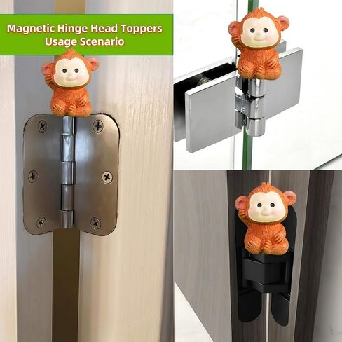 Cute Mini Creative Brown Little Monkey Hinge Heads Decorative Topper Set 6PCS, Home Decoration,Magnetic Hinge Head Toppers Door Hinge in Saudi Arabia