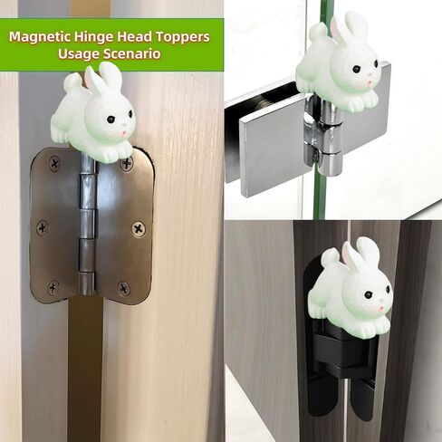 Cute Mini Creative Little White Rabbit Hinge Heads Decorative Topper Set 6PCS, Home Decoration,Magnetic Hinge Head Toppers Door Hinge in Saudi Arabia
