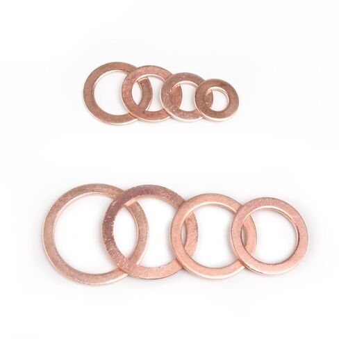 Mupera 180PCS Copper Washer Assortment Kit, Upgraded 8 Sizes (M6-M20), Heavy Duty Copper Crush Flat Washers for Home & Industrial Use in Kuwait