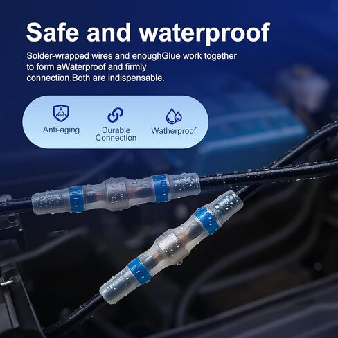 800 قطعة من موصلات أسلاك اللحام المقاومة للماء - مجموعة موصلات كهربائية ذاتية اللحام تنكمش بالحرارة للسيارات البحرية (26-10 AWG، 4 أحجام) (800 قطعة) in Kuwait