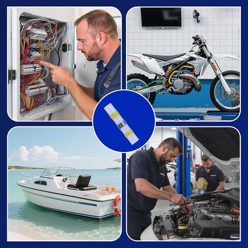 800 قطعة من موصلات أسلاك اللحام المقاومة للماء - مجموعة موصلات كهربائية ذاتية اللحام تنكمش بالحرارة للسيارات البحرية (26-10 AWG، 4 أحجام) (800 قطعة) in Kuwait