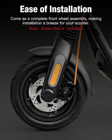 60/70-6.5 Front Wheel Assembly compatible with Ninebot by Segway F2 Series KickScooter F2/F2 Plus/F2 Pro,10 inch Complete Front Wheel with Vacuum Tire and Wheel Hub Original Parts(With Brake Disc) in Saudi Arabia