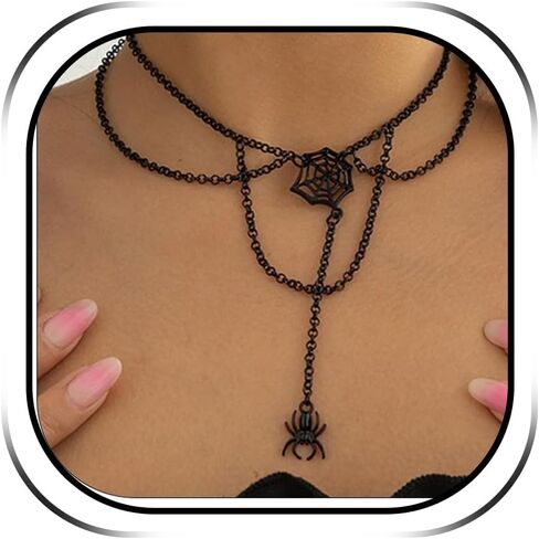 Harry and Henry Halloween Necklace Black Choker Necklace Gothic Bat Vampire Witch Necklace Spider Snake Pendant Choker Halloween Costume Jewelry for Women in Saudi Arabia