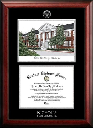 Campus Images NCAA Nicholls State Colonels Unisex Silver Medallion Frame Nicholls State University 11w x 8.5h Silver Embossed Diploma Frame Lithograph, Brown, One Size in Saudi Arabia
