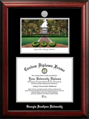 Campus Images NCAA Georgia Southern Eagles Unisex Silver Medallion Frame Georgia Southern 15w x 12h Silver Embossed Diploma Frame Lithograph, Brown, One Size in Saudi Arabia