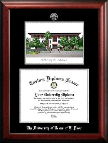 Campus Images NCAA Texas El Paso Miners Unisex Silver Medallion Frame University of Texas, El Paso 11w x 8.5h Silver Embossed Diploma Frame Lithograph, Brown, One Size in Saudi Arabia