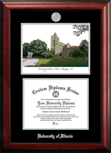 Campus Images NCAA Illinois Illini Unisex Silver Medallion Frame University of Illinois, Urbana-Champaign 11w x 8.5h Silver Embossed Diploma Frame Lithograph, Brown, One Size in Saudi Arabia