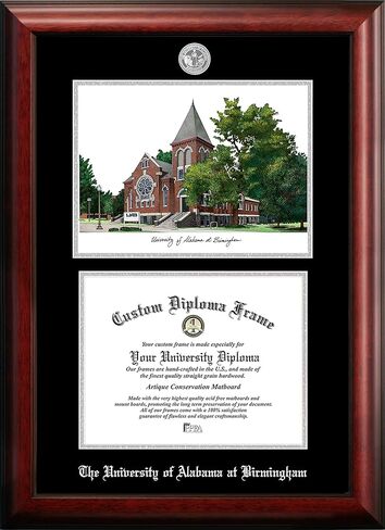 Campus Images NCAA Birmingham Blazers Unisex Silver Medallion Frame University of Alabama, Birmingham 11w x 8.5h Silver Embossed Diploma Frame Lithograph, Brown, One Size in Saudi Arabia