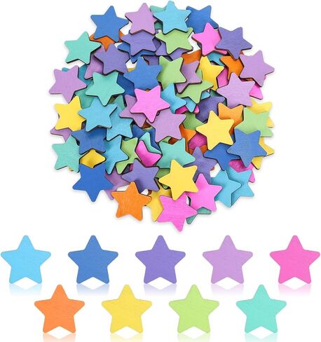 45Pcs Valentine's Day Star Extra Tokens for Reward Jar Colorful Star Shape Wooden Cutouts with Linen Pocket 9 Colors Wooden Tokens for Student Teacher School Classroom Supplies in Saudi Arabia
