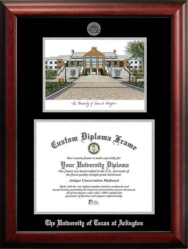 Campus Images NCAA Texas Arlington Mavericks Unisex Silver Medallion Frame University of Texas, Arlington 14w x 11h Silver Embossed Diploma Frame Lithograph, Brown, One Size in Saudi Arabia