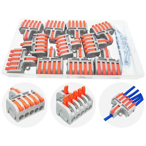 كتل الموصلات الكهربائية من CESFONJER، 11 قطعة موصل صامولة رافعة أحادية المرحلة للدائرة المضمنة، محطة توصيل سريعة مع براغي، 1 في 5 موصلات سلكية مدمجة in Kuwait