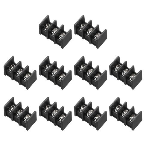 MECCANIXITY 2 Positions Terminal Block, 0.73"x0.59" 300V 20A 8.25mm Pitch PA66 Single Row PCB Mount Screw Terminals Strip Pack of 10, Black in Saudi Arabia