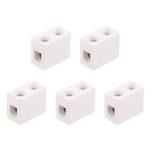 MECCANIXITY 5 Pcs 1 Way Ceramics Terminal Blocks, 16A 500V High Temp Porcelain Ceramic Electrical Connectors with Brass Conductors 28x14x18 mm for Electric Wire Cable in Saudi Arabia