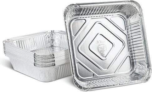 PLASTICPRO Disposable 8'' X 8'' X 2'' Inch Square Aluminum Tin Foil Baking Pans Bakeware - Cookware Perfect for Baking Cakes, Breads, Brownies, Bread, Meatloaf, Lasagna, Pack of 10 in Saudi Arabia