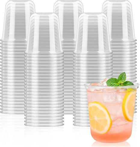 50 Pcs Round Bottom Plastic Cups 12 oz Disposable Stemless Wine Glasses Cocktail Clear Party Cups for Meeting, Wedding, Birthday, Party Supplies in Saudi Arabia