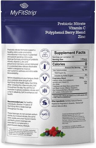 Nitric Oxide Lozenges - Oral Health & Cardiovascular Support - Prebiotic Nitric Oxide, Vitamin C, Polyphenol-Rich Berry Blend, and Zinc - 30 Cool Mint in Saudi Arabia