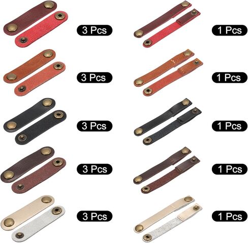 MECCANIXITY أحزمة كابل جلدية، أربطة كابل جلدية، منظم سلك جلدي محمول 5 أشرطة سلكية جلدية لسماعات الأذن، وسماعات الرأس، 20 حزمة in Kuwait