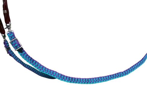 CHALLENGER Horse Knotted Roping Western Barrel Reins Nylon Braided Rein Teal 607129 in Saudi Arabia