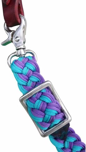 CHALLENGER Horse Knotted Roping Western Barrel Reins Nylon Braided Rein Teal 607129 in Saudi Arabia