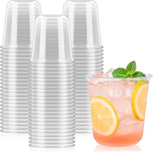 50 Pcs Round Bottom Plastic Cups 12 oz Disposable Stemless Wine Glasses Cocktail Clear Party Cups for Meeting, Wedding, Birthday, Party Supplies in Saudi Arabia