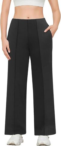 JBT Wide Leg Pants Woman: High Waisted Yoga Pants with Zipple Pockets - Women's Stretchy Business Trousers in Saudi Arabia