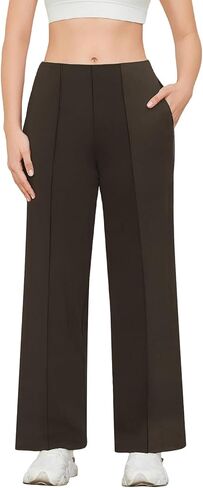 JBT Wide Leg Pants Woman: High Waisted Yoga Pants with Zipple Pockets - Women's Stretchy Business Trousers in Saudi Arabia
